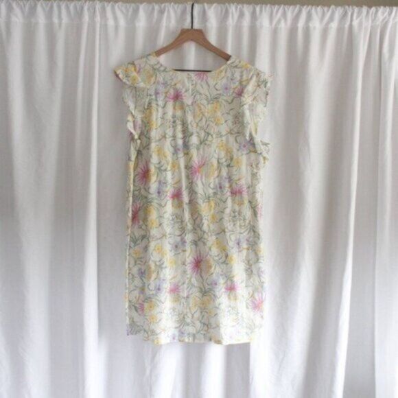 NWT Joie 100% Linen Shift Lightweight Floral Dress Flutter Sleeves Extra Large - Picture 3 of 4